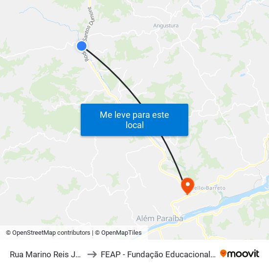 Rua Marino Reis Junqueira, 80 to FEAP - Fundação Educacional de Além Paraíba map