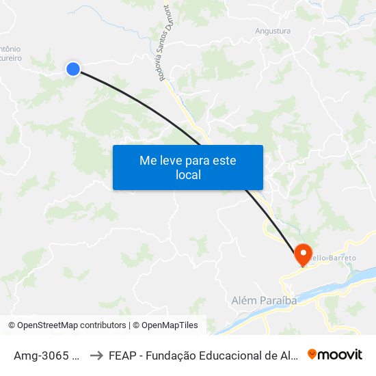 Amg-3065 Oeste to FEAP - Fundação Educacional de Além Paraíba map