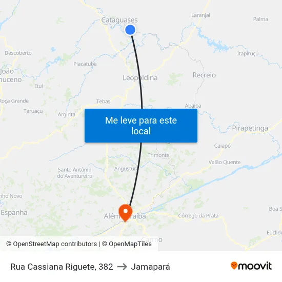 Rua Cassiana Riguete, 382 to Jamapará map
