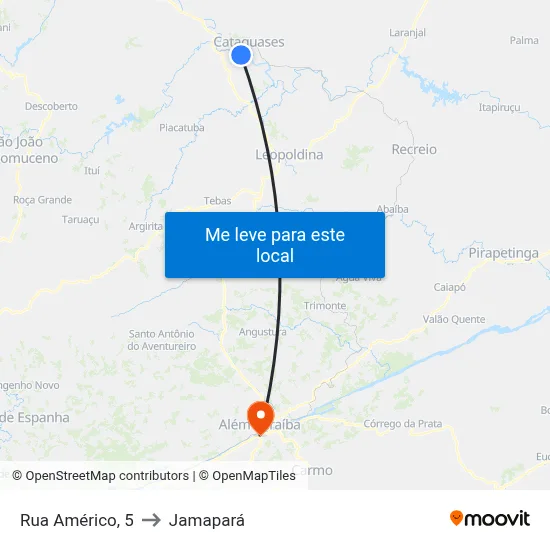 Rua Américo, 5 to Jamapará map