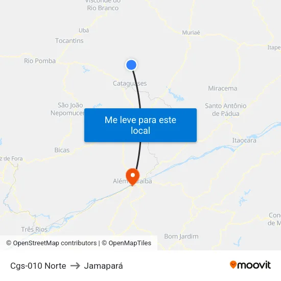 Cgs-010 Norte to Jamapará map