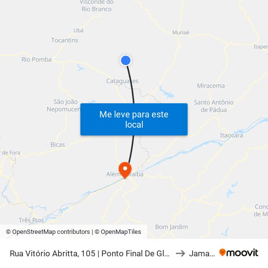 Rua Vitório Abritta, 105 | Ponto Final De Glória De Cataguases to Jamapará map