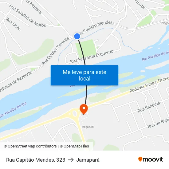 Rua Capitão Mendes, 323 to Jamapará map