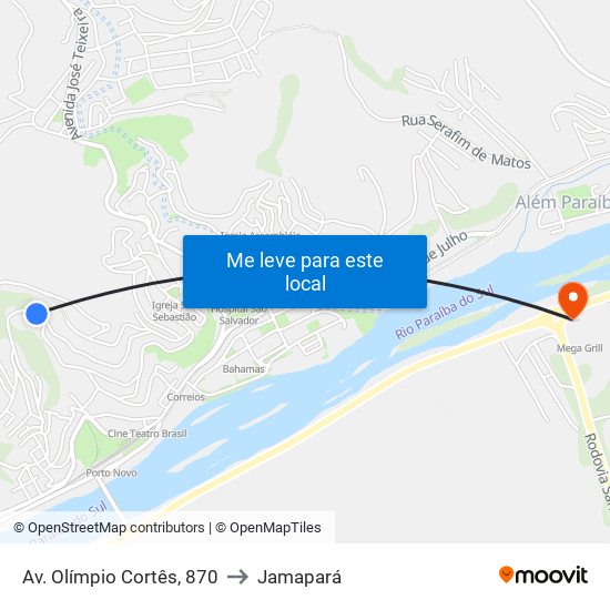 Av. Olímpio Cortês, 870 to Jamapará map