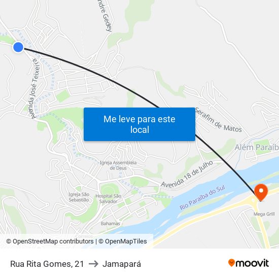 Rua Rita Gomes, 21 to Jamapará map