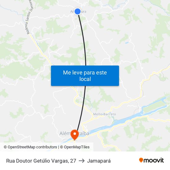 Rua Doutor Getúlio Vargas, 27 to Jamapará map