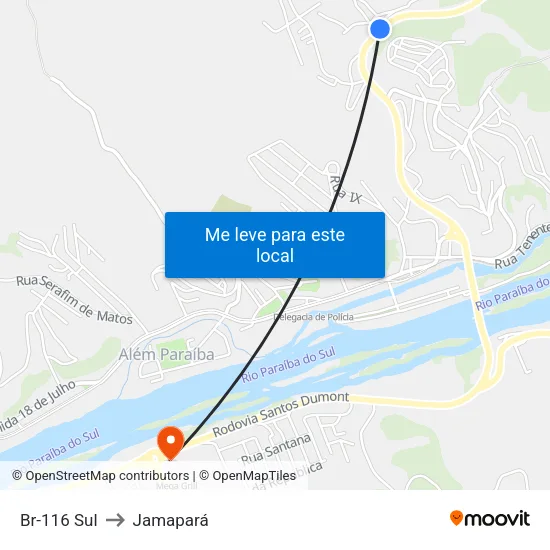 Br-116 Sul to Jamapará map