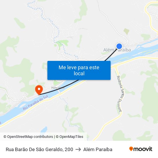 Rua Barão De São Geraldo, 200 to Além Paraíba map