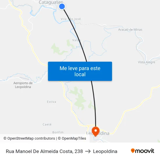 Rua Manoel De Almeida Costa, 238 to Leopoldina map