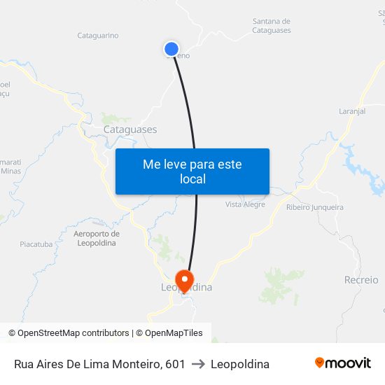 Rua Aires De Lima Monteiro, 601 to Leopoldina map