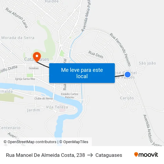 Rua Manoel De Almeida Costa, 238 to Cataguases map