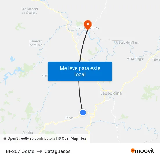 Br-267 Oeste to Cataguases map
