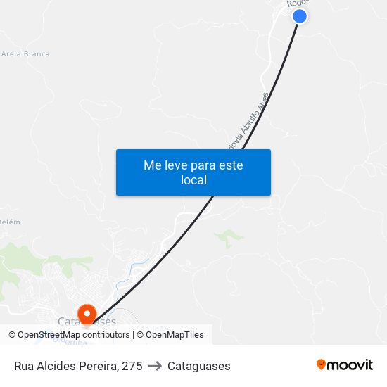 Rua Alcides Pereira, 275 to Cataguases map