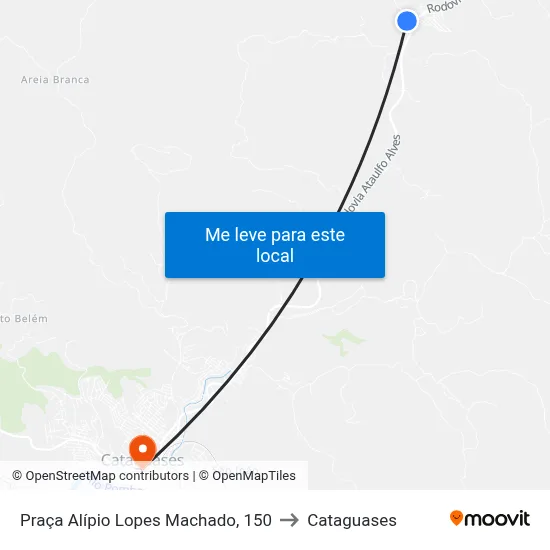 Praça Alípio Lopes Machado, 150 to Cataguases map