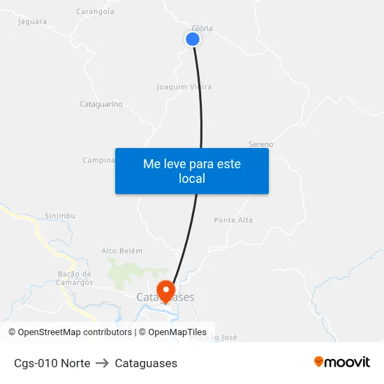 Cgs-010 Norte to Cataguases map