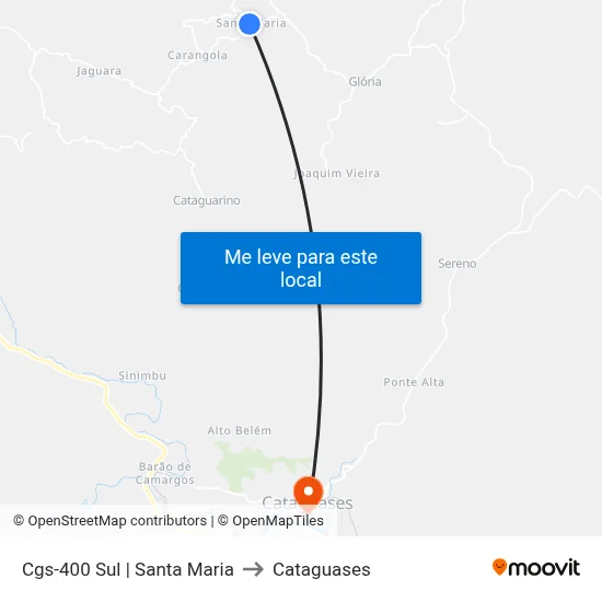 Cgs-400 Sul | Santa Maria to Cataguases map