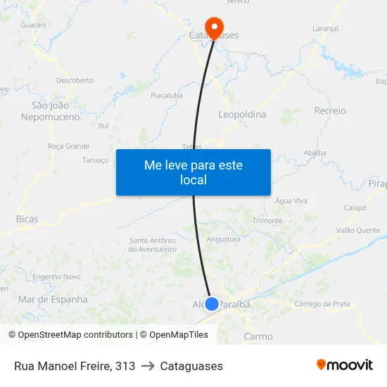 Rua Manoel Freire, 313 to Cataguases map