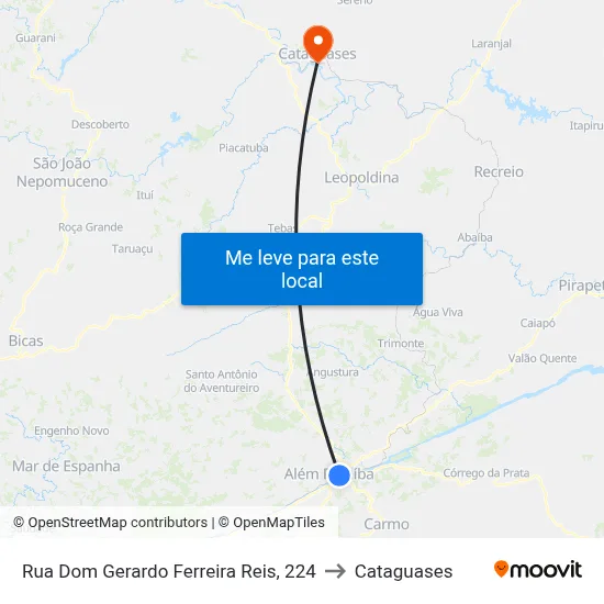 Rua Dom Gerardo Ferreira Reis, 224 to Cataguases map