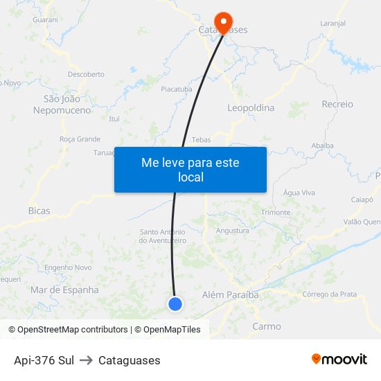 Api-376 Sul to Cataguases map