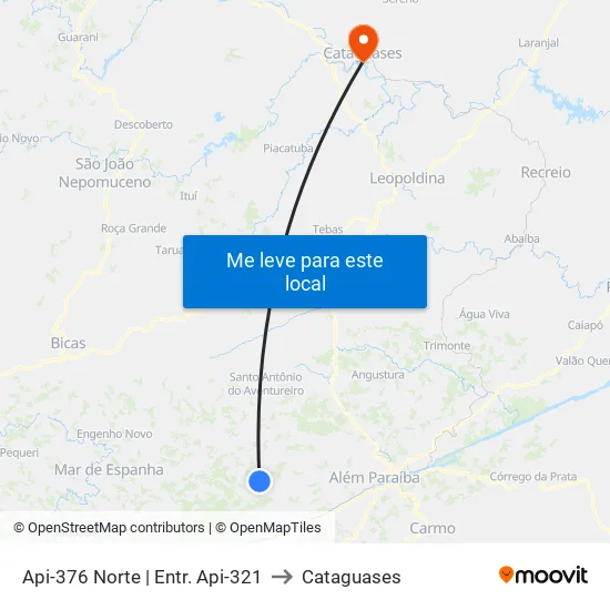 Api-376 Norte | Entr. Api-321 to Cataguases map