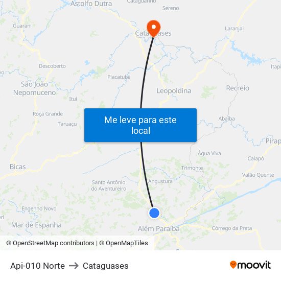 Api-010 Norte to Cataguases map