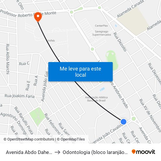 Avenida Abdo Daher, 1-71 to Odontologia (bloco laranjão) - unifeb map