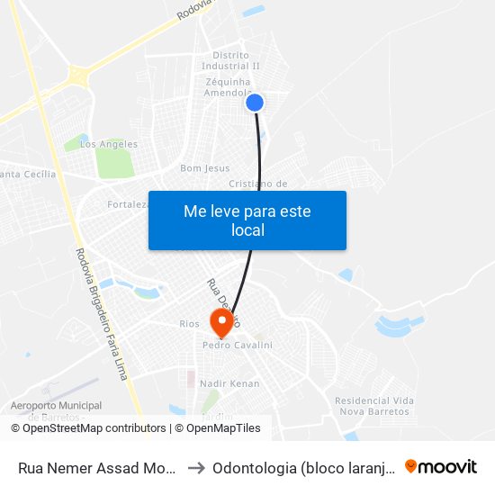 Rua Nemer Assad Morkdici, 622 to Odontologia (bloco laranjão) - unifeb map