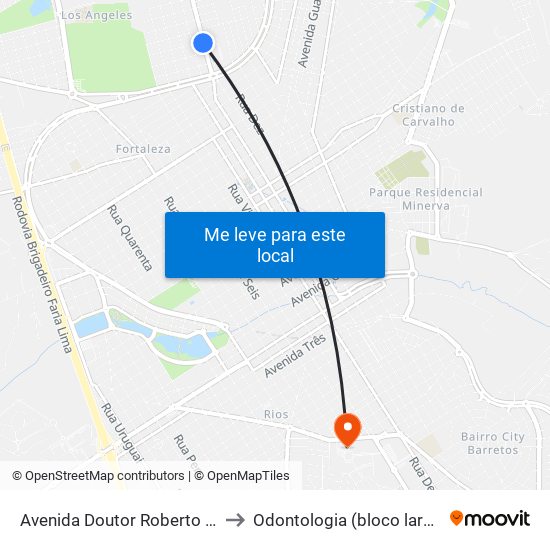 Avenida Doutor Roberto Rios, 267-301 to Odontologia (bloco laranjão) - unifeb map