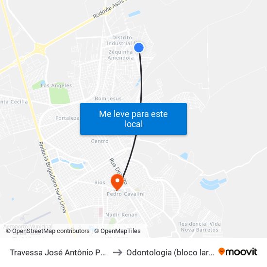 Travessa José Antônio Pedroso, 163-217 to Odontologia (bloco laranjão) - unifeb map