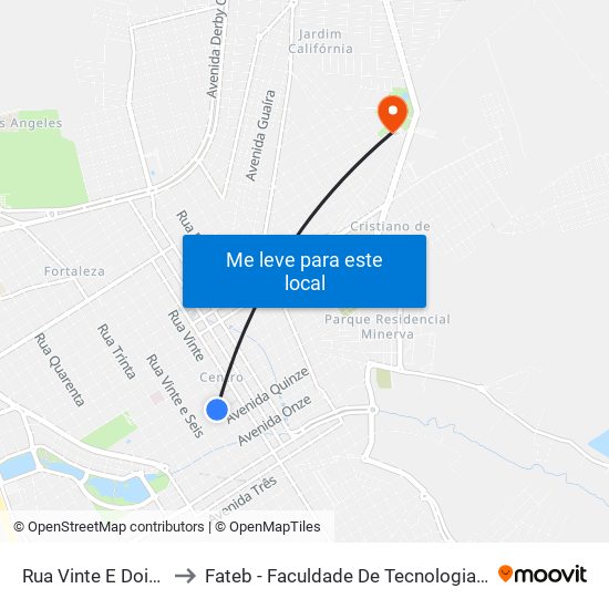 Rua Vinte E Dois, 880 to Fateb - Faculdade De Tecnologia Barretos map