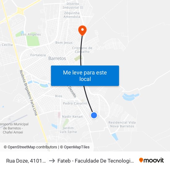 Rua Doze, 4101-4115 to Fateb - Faculdade De Tecnologia Barretos map