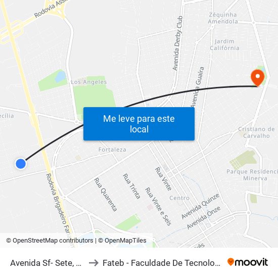 Avenida Sf- Sete, 418-506 to Fateb - Faculdade De Tecnologia Barretos map