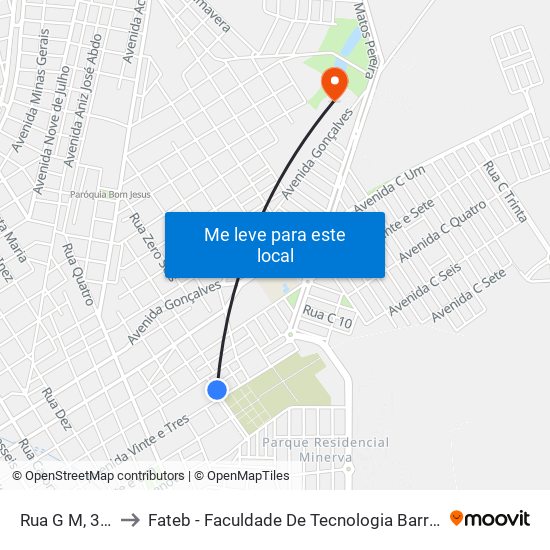 Rua G M, 333 to Fateb - Faculdade De Tecnologia Barretos map