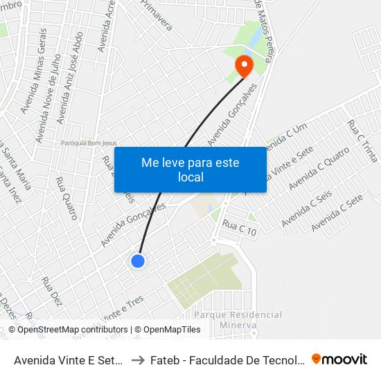 Avenida Vinte E Sete, 241-299 to Fateb - Faculdade De Tecnologia Barretos map