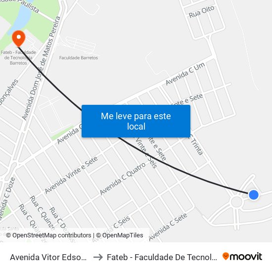 Avenida Vitor Edson Marques to Fateb - Faculdade De Tecnologia Barretos map