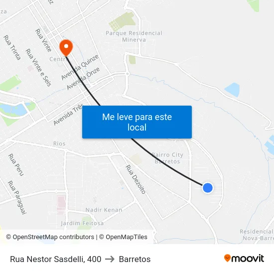 Rua Nestor Sasdelli, 400 to Barretos map