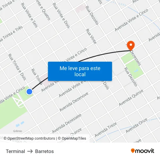 Terminal to Barretos map