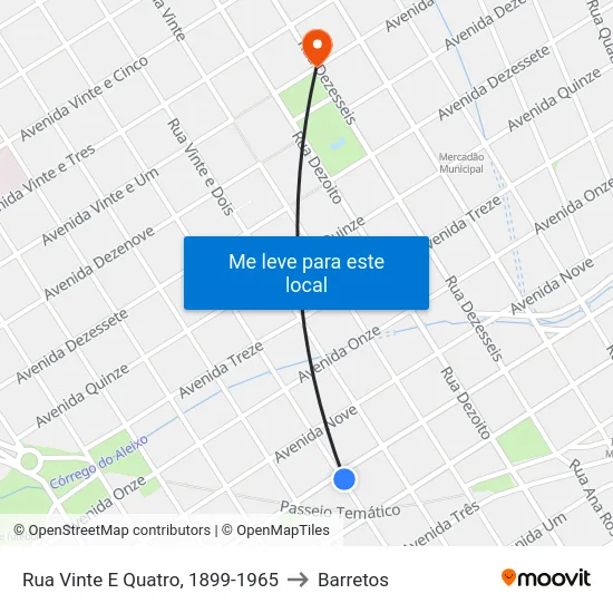 Rua Vinte E Quatro, 1899-1965 to Barretos map