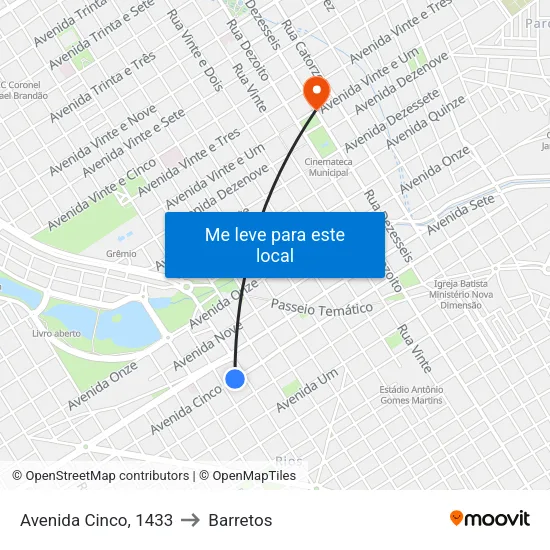 Avenida Cinco, 1433 to Barretos map