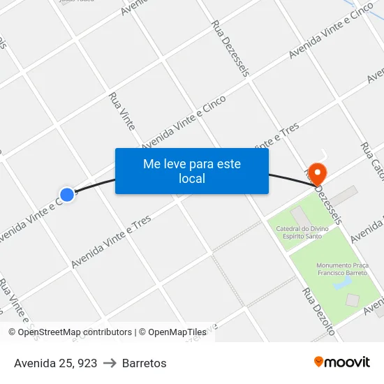 Avenida 25, 923 to Barretos map