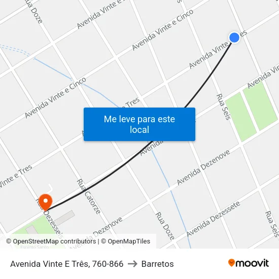 Avenida Vinte E Três, 760-866 to Barretos map
