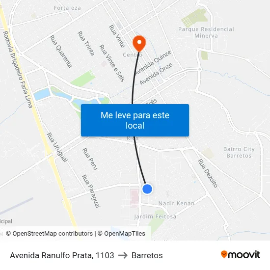 Avenida Ranulfo Prata, 1103 to Barretos map