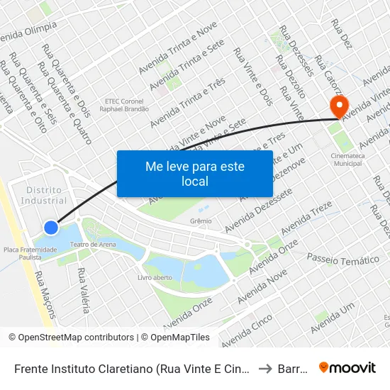 Frente Instituto Claretiano (Rua Vinte E Cinco De Agosto) to Barretos map