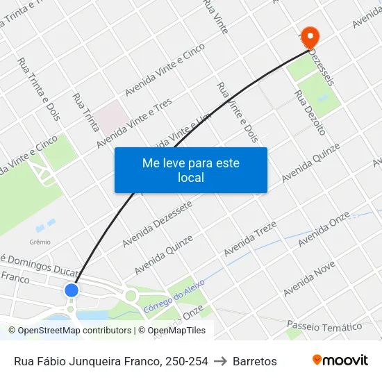 Rua Fábio Junqueira Franco, 250-254 to Barretos map