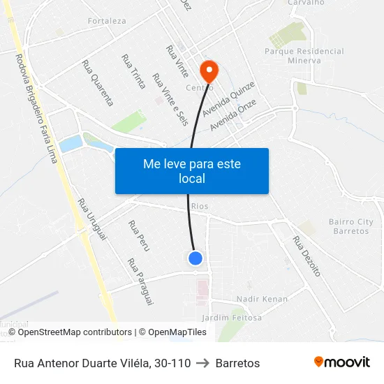 Rua Antenor Duarte Viléla, 30-110 to Barretos map