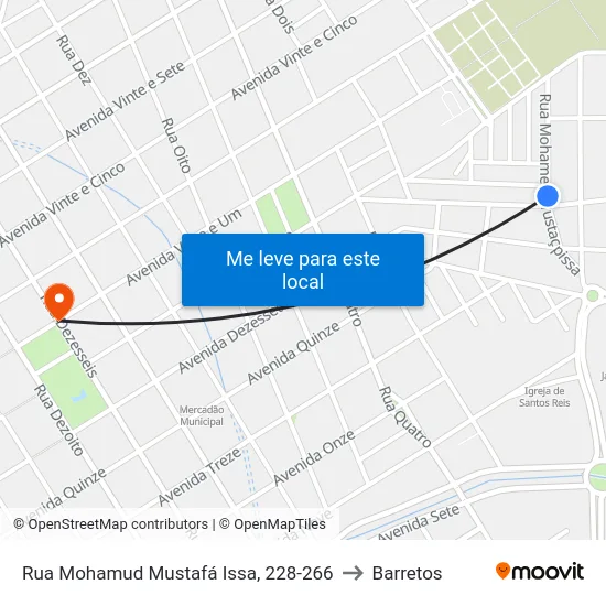 Rua Mohamud Mustafá Issa, 228-266 to Barretos map