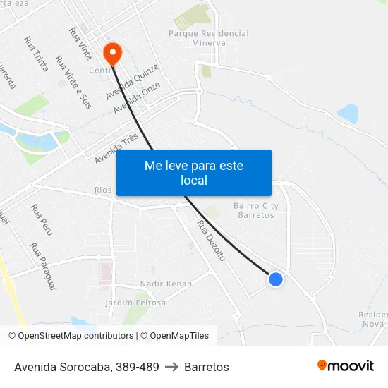 Avenida Sorocaba, 389-489 to Barretos map
