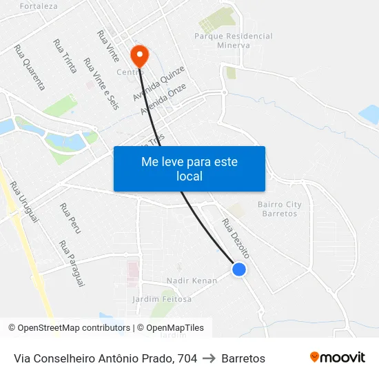 Via Conselheiro Antônio Prado, 704 to Barretos map