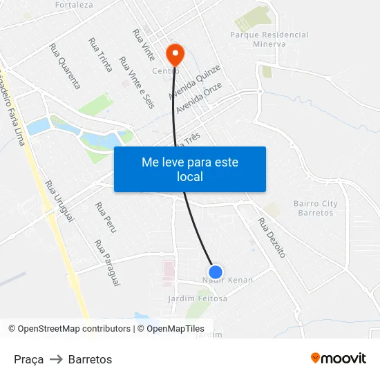 Praça to Barretos map