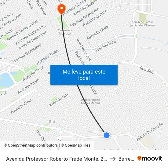 Avenida Professor Roberto Frade Monte, 2147-2215 to Barretos map